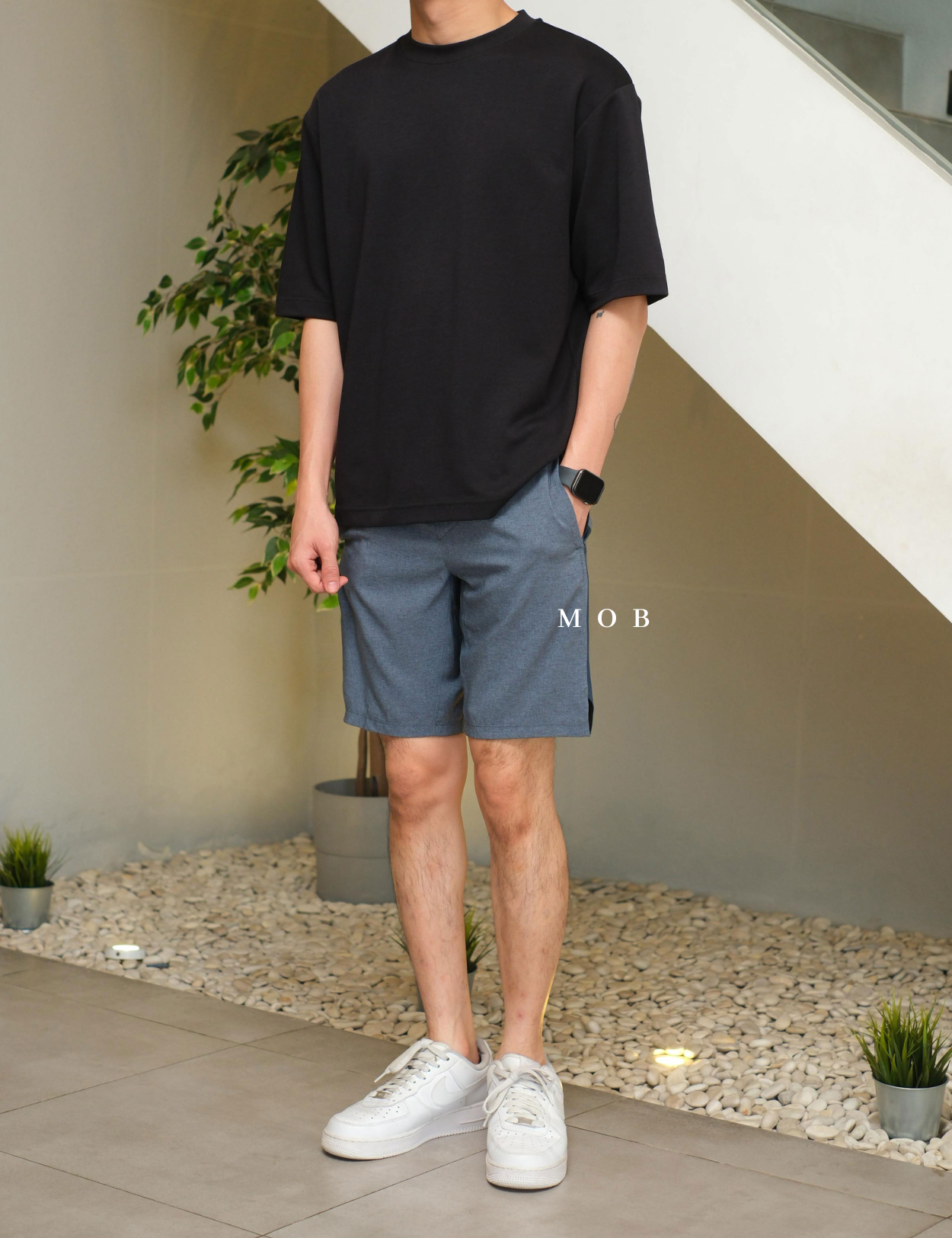 AIMSR02001 2 in 1 Shorts 9" Blue Grey