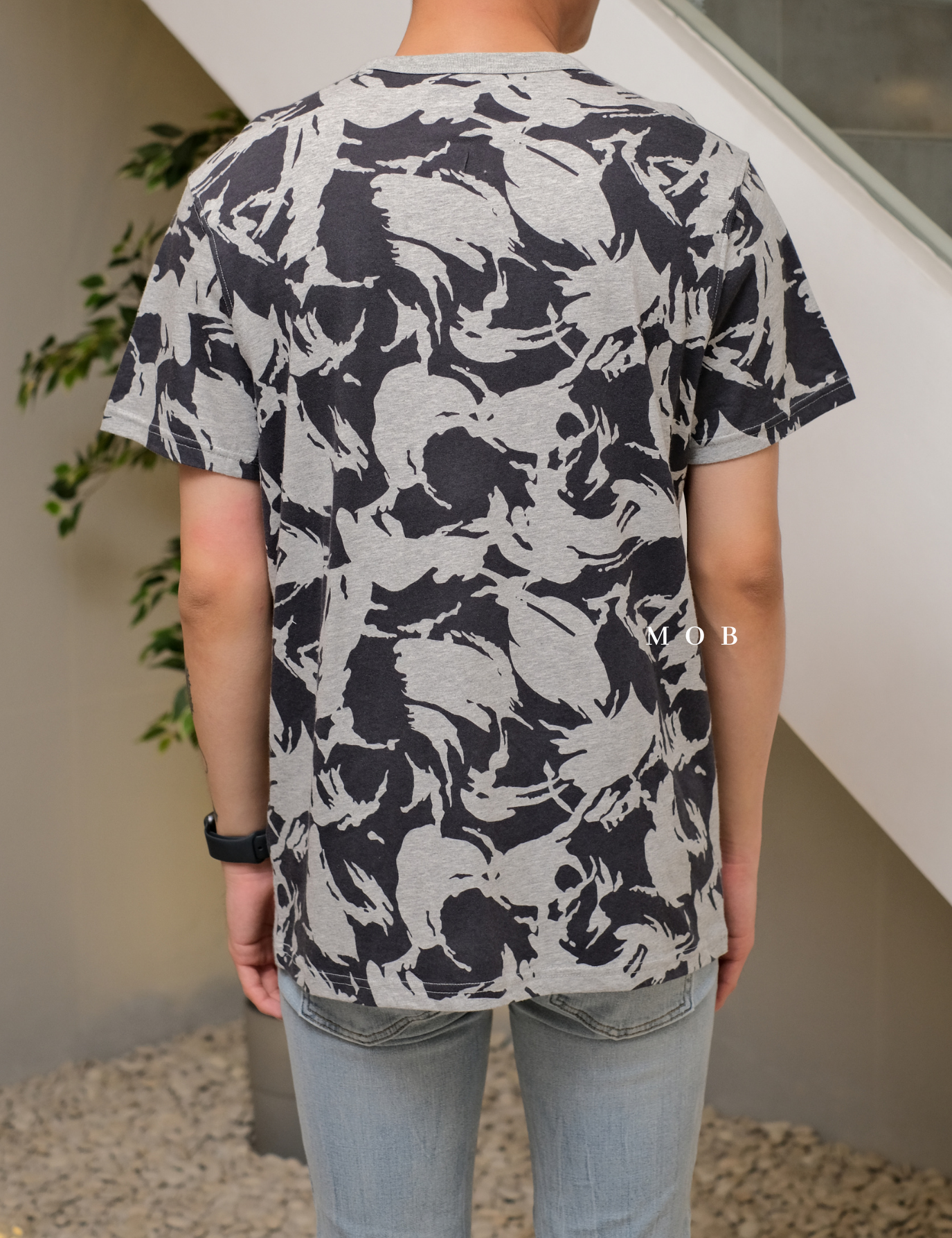 CHMPSST2102B Brushstroke Camo SS Tee Grey Black