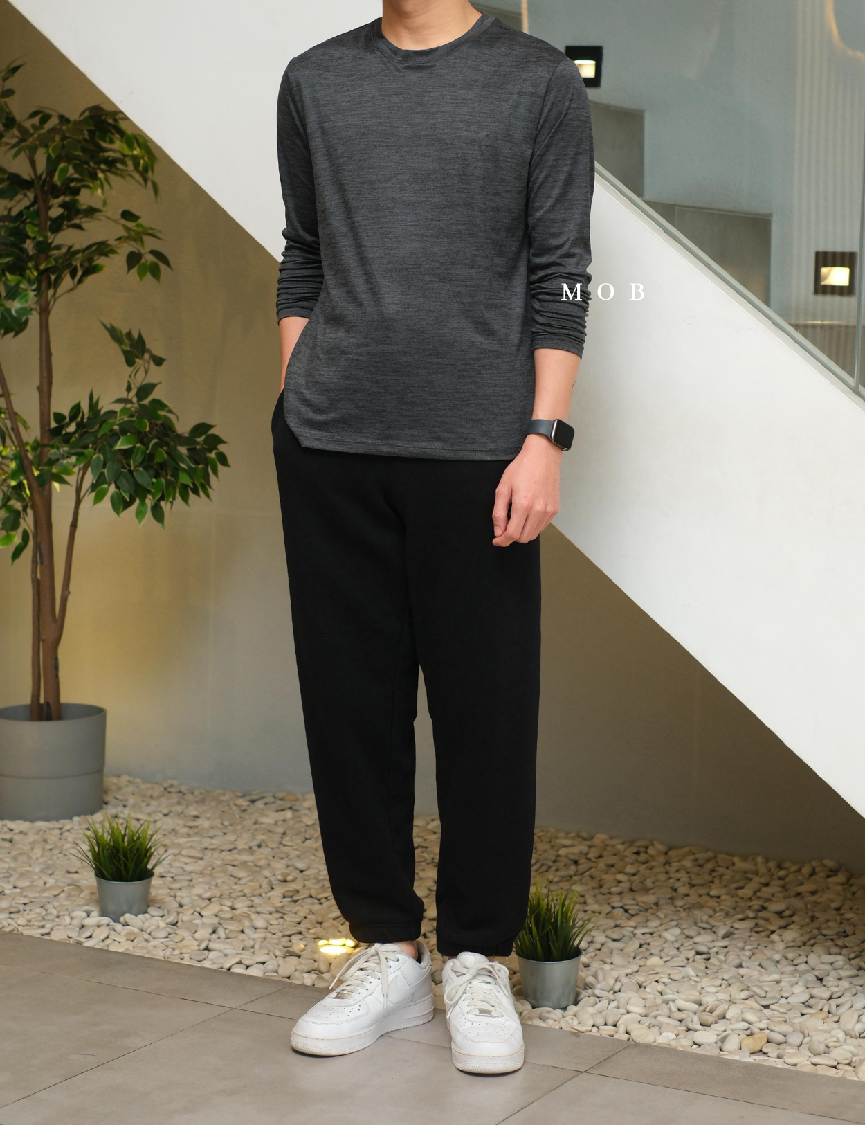 PMBL03001B Warmcell Baselayer Side Logo Dark Grey Misty
