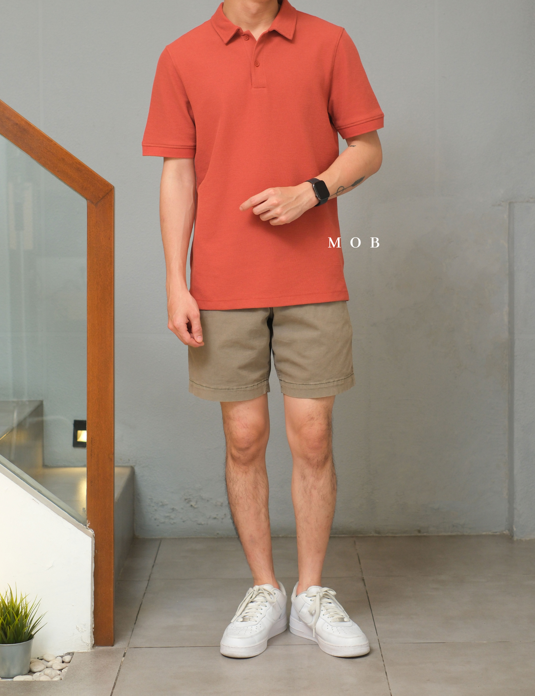 SPLPSS01004 Textured Polo SS Terracotta