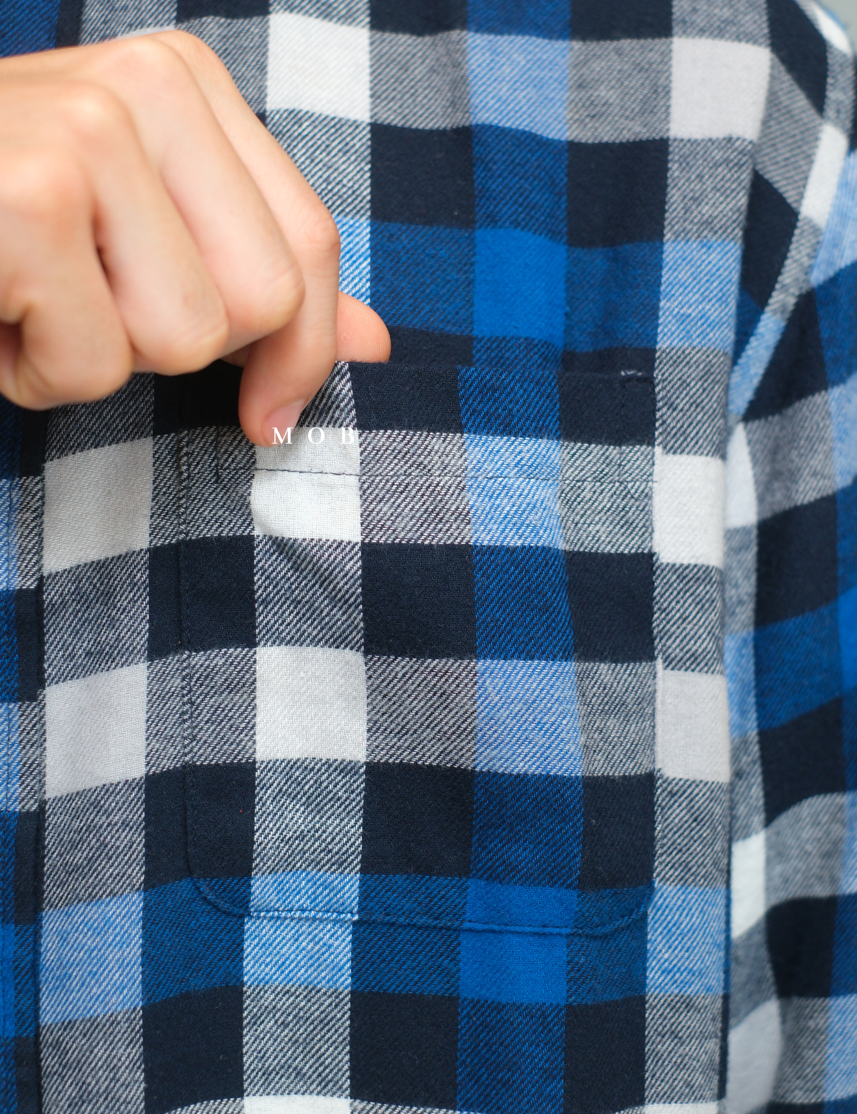 CNBLSS01003A Flannel LS Shirt Blue Black White Plaid