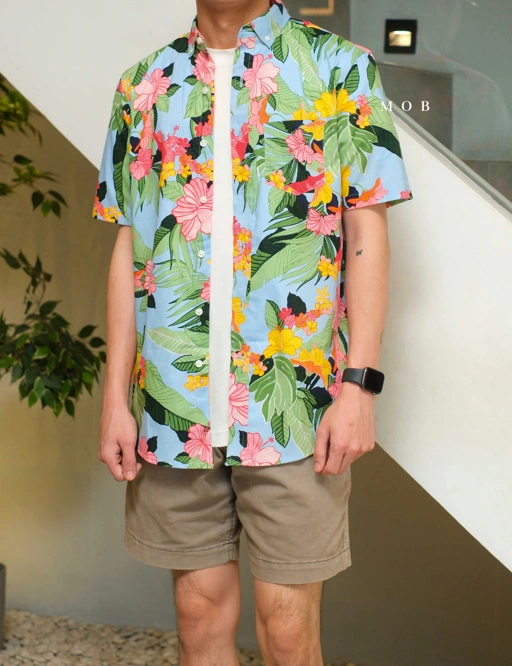 Image of CRSSS03009 Summer Tropical SS Shirt Sky Blue