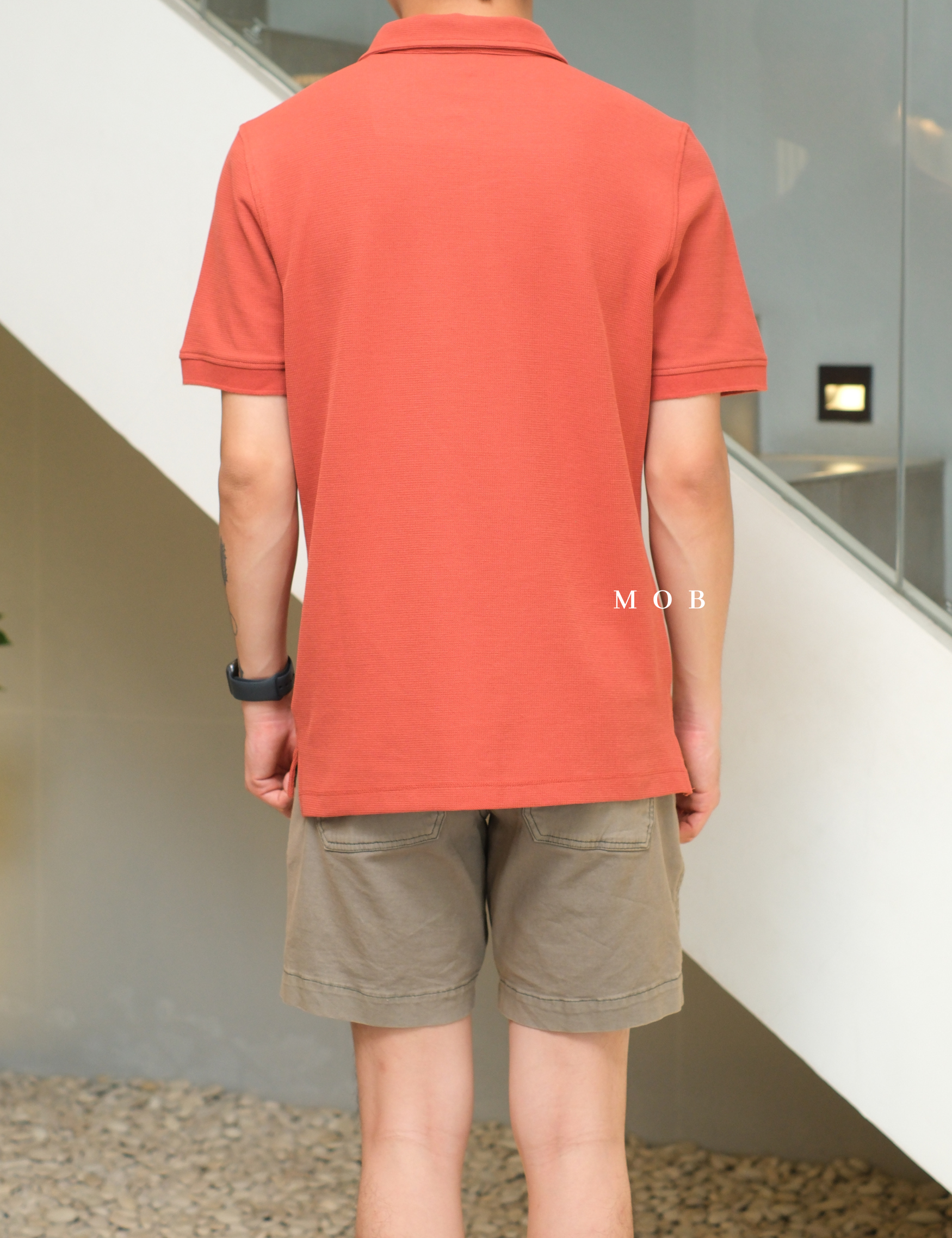SPLPSS01004 Textured Polo SS Terracotta