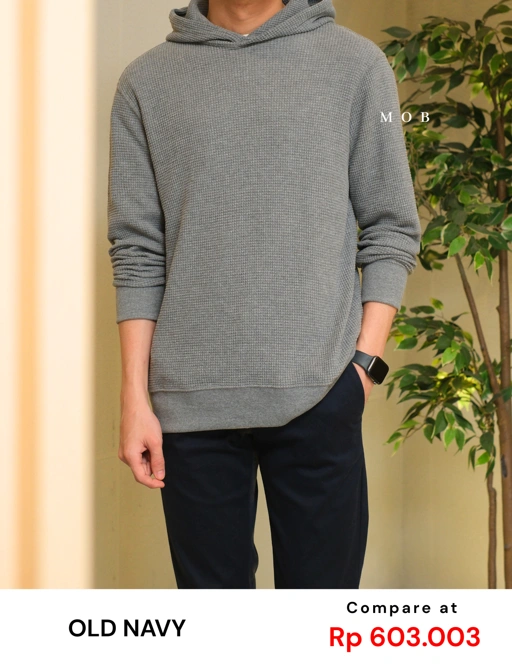 Image of ONHOD08003 Waffle Pullover Hoodie Grey