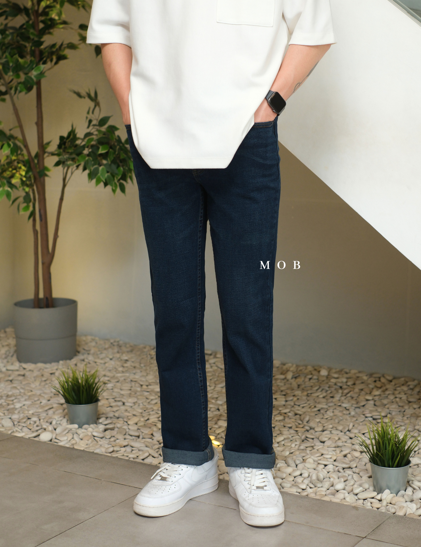 MMPT01003 Slim Straight Jeans Dark Blue