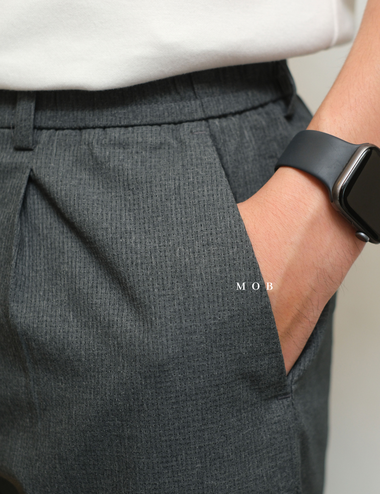 TOPPT02001 Ankle Pants Dark Grey Textured