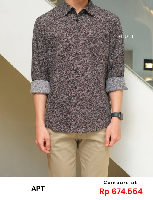 Image of APTLSS01004 Slim Performance LS Shirt Black Floral