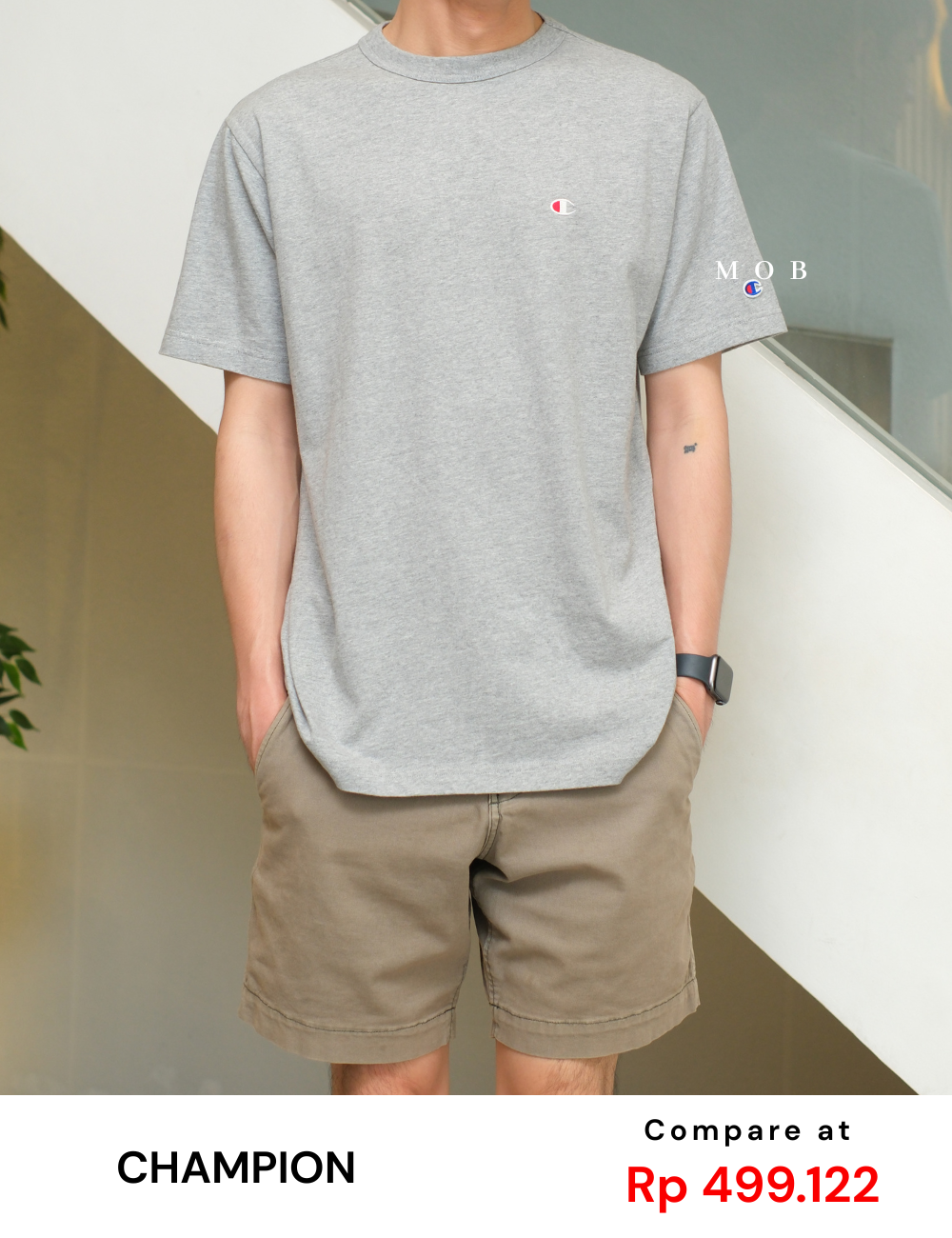 CHMPSST2403D C Small Logo SS Tee Heather Grey