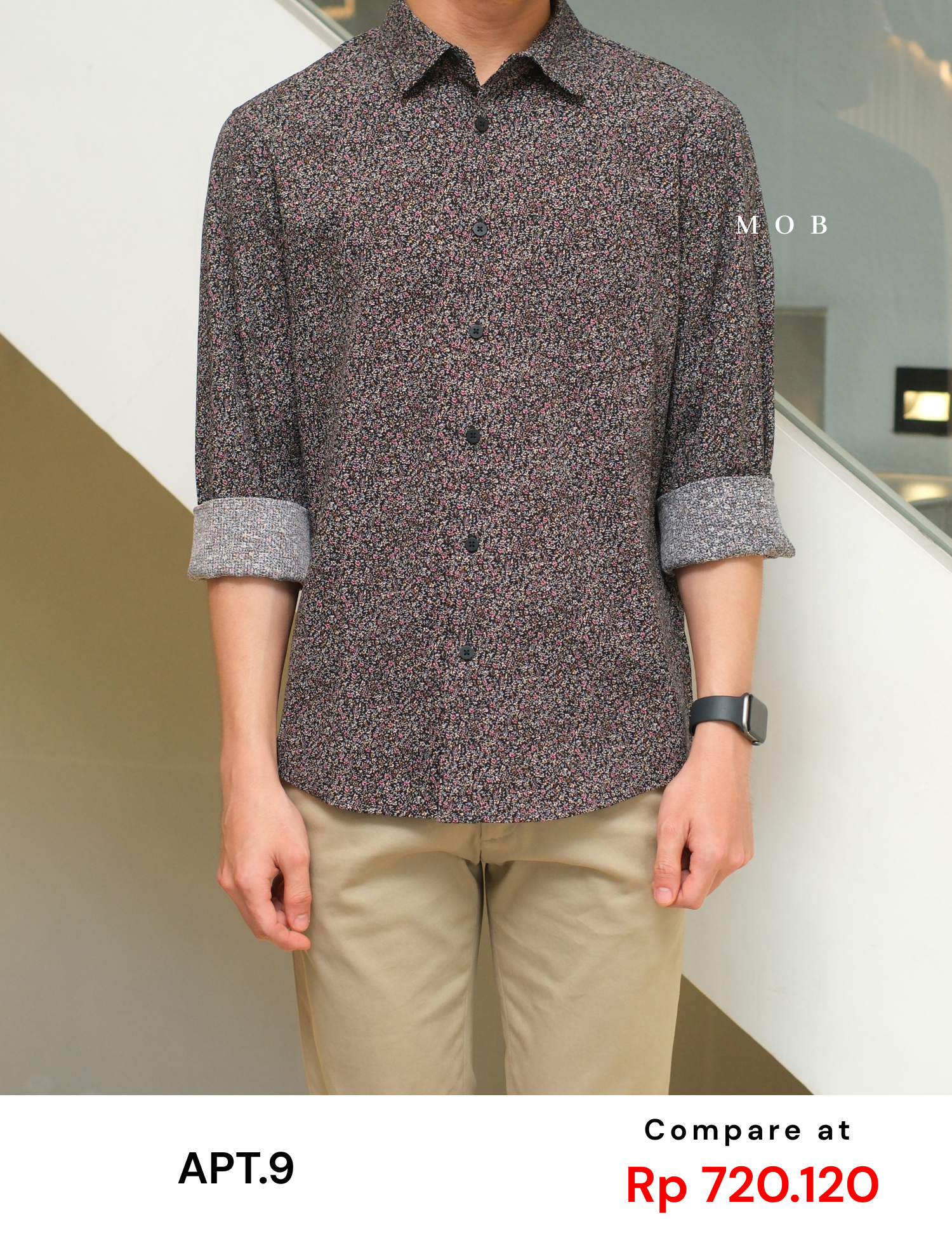 APTLSS01004 Slim Performance LS Shirt Black Floral