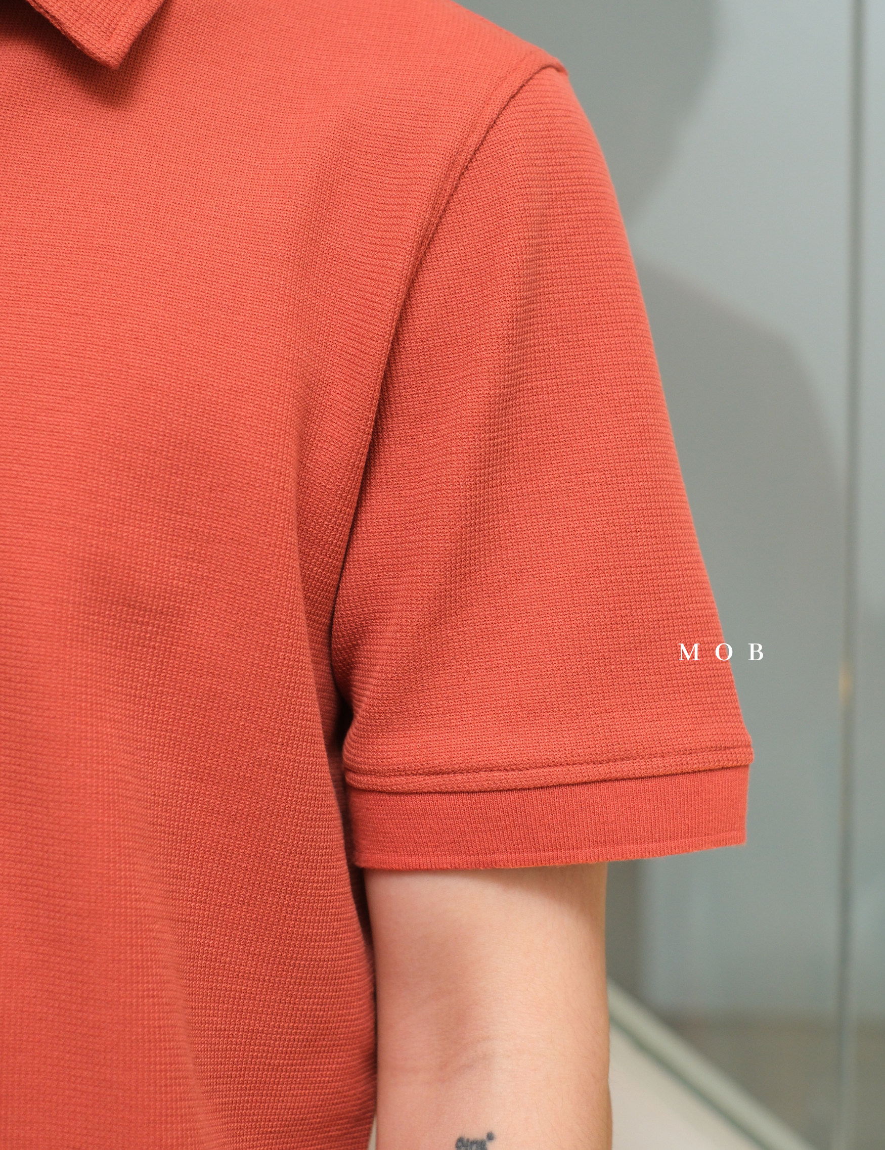 SPLPSS01004 Textured Polo SS Terracotta