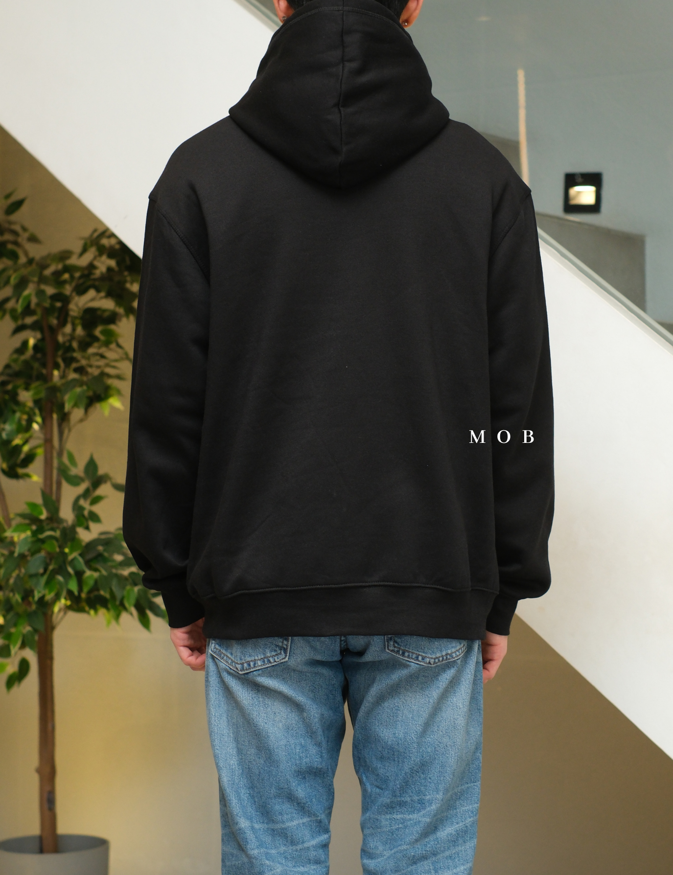 HMHOD03002A RELAXED FIT Pullover Hoodie Black V2