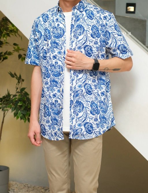 Image of CRSSS03012 Batik Pattern SS Shirt White
