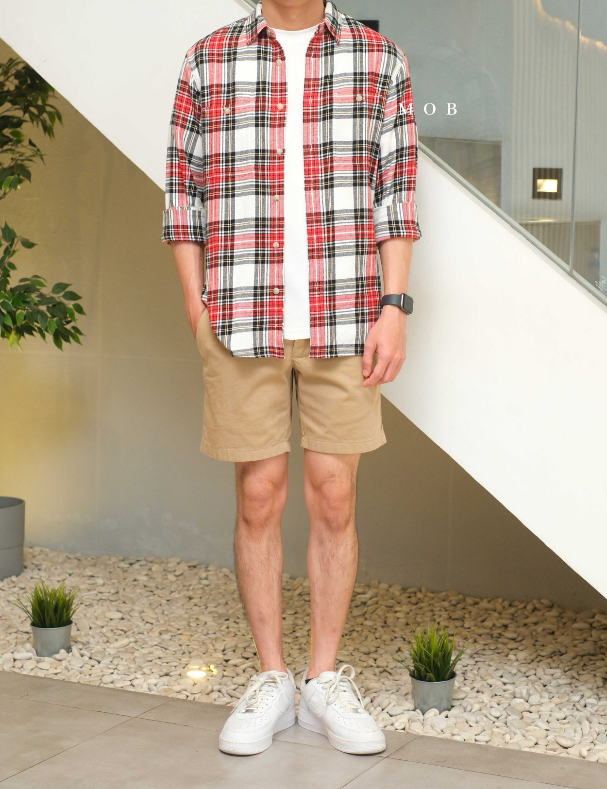 SNMLSS01012 Super Soft Flannel LS Shirt Red White Black Plaid