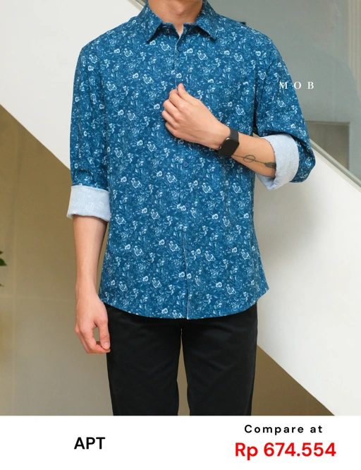 Image of APTLSS01005 Slim Performance LS Shirt Coastal Blue Floral