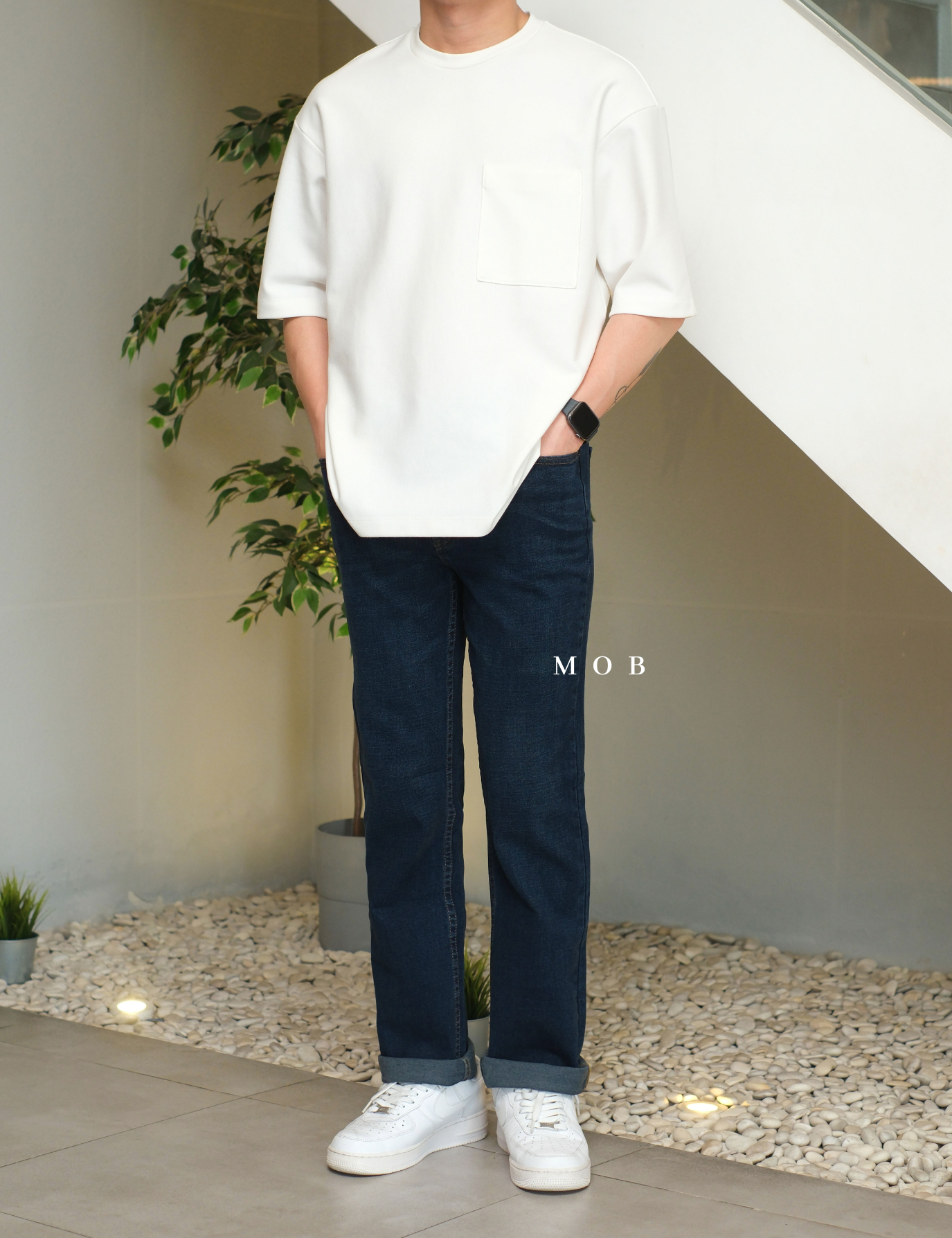 MMPT01003 Slim Straight Jeans Dark Blue