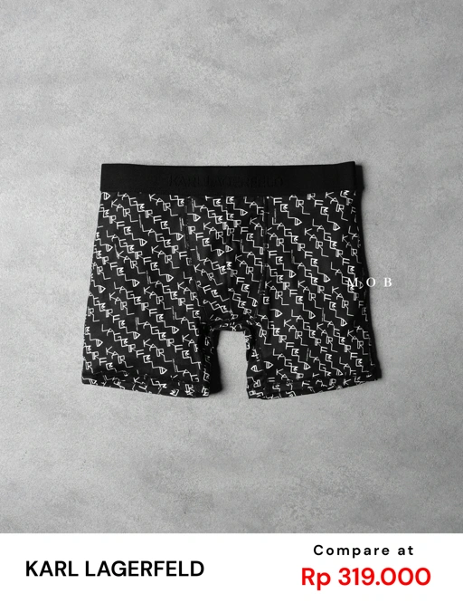 Image of KRLB01018 Script Pattern Boxer Black (Black Waist)