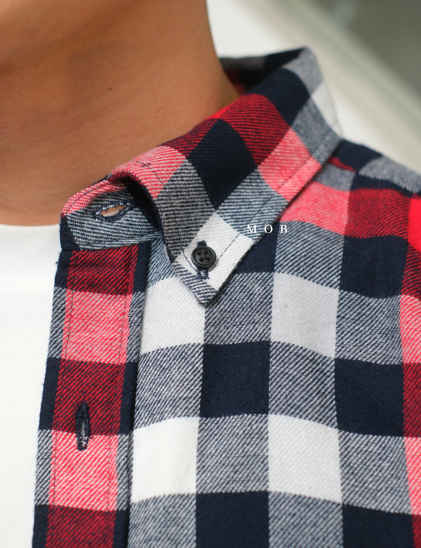 CNBLSS01003B Flannel LS Shirt Red Black White Plaid