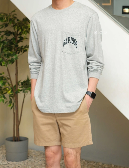 Image of GPLST1102C 1969 Arch Logo Pocket LS Tee Grey