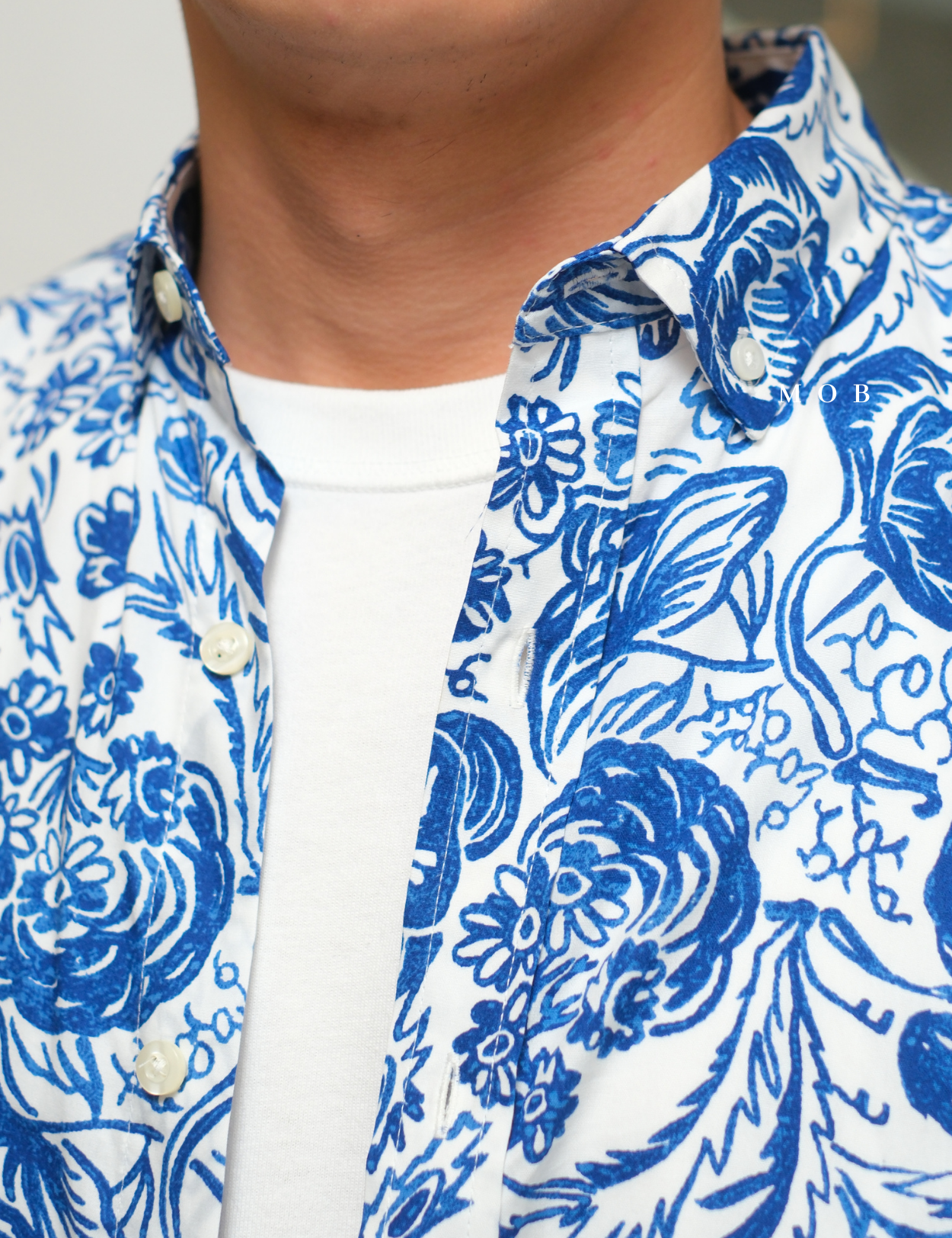 CLRSSS03012 Batik Pattern SS Shirt White