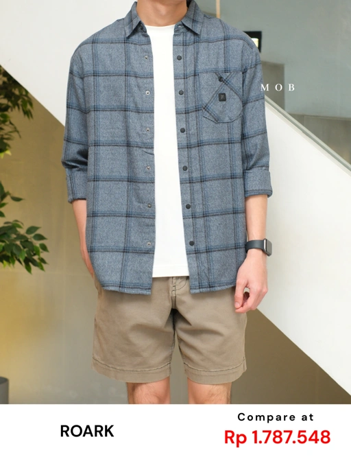 Image of ROALSS02003B Nordsman Flannel LS Shirt Blue Tartan Plaid