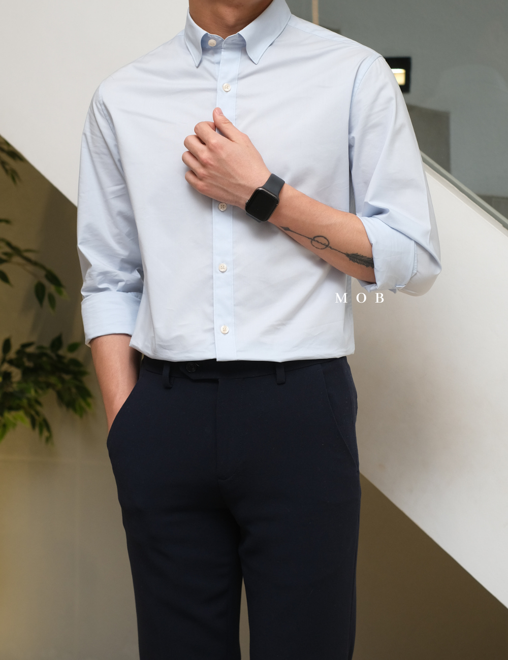 LZLSS01005 Slim LS Shirt Light Blue