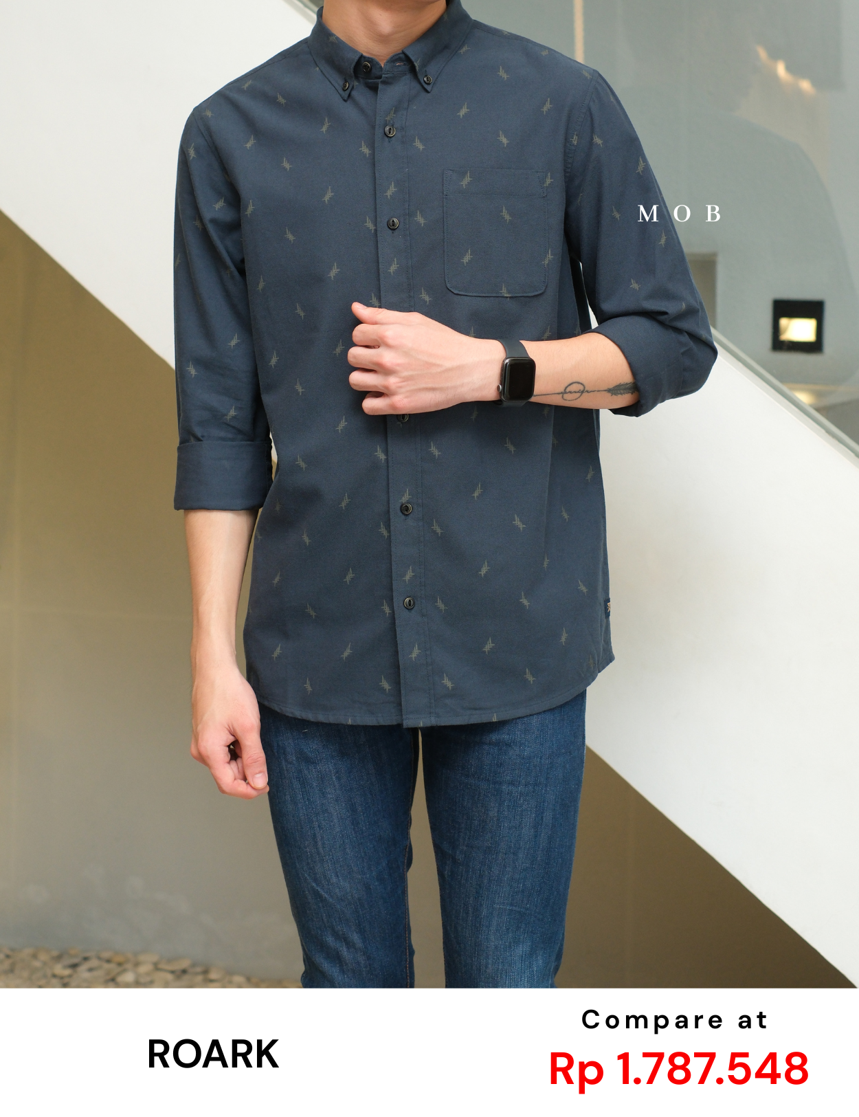 ROALSS02004 Scholar LS Shirt Coastal Blue Motif