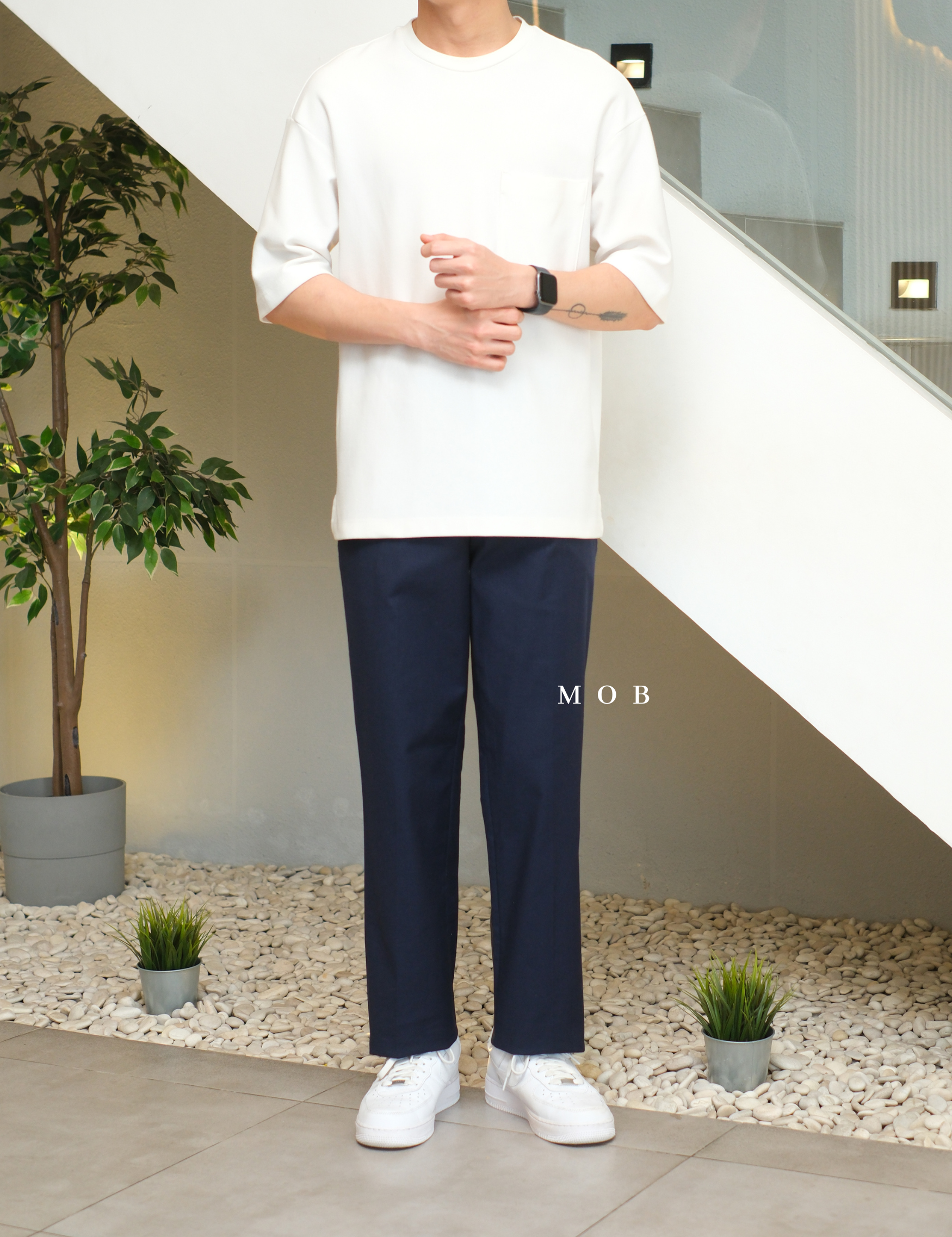 EXPT1401 Producer Modern Fit Pants Navy Textured