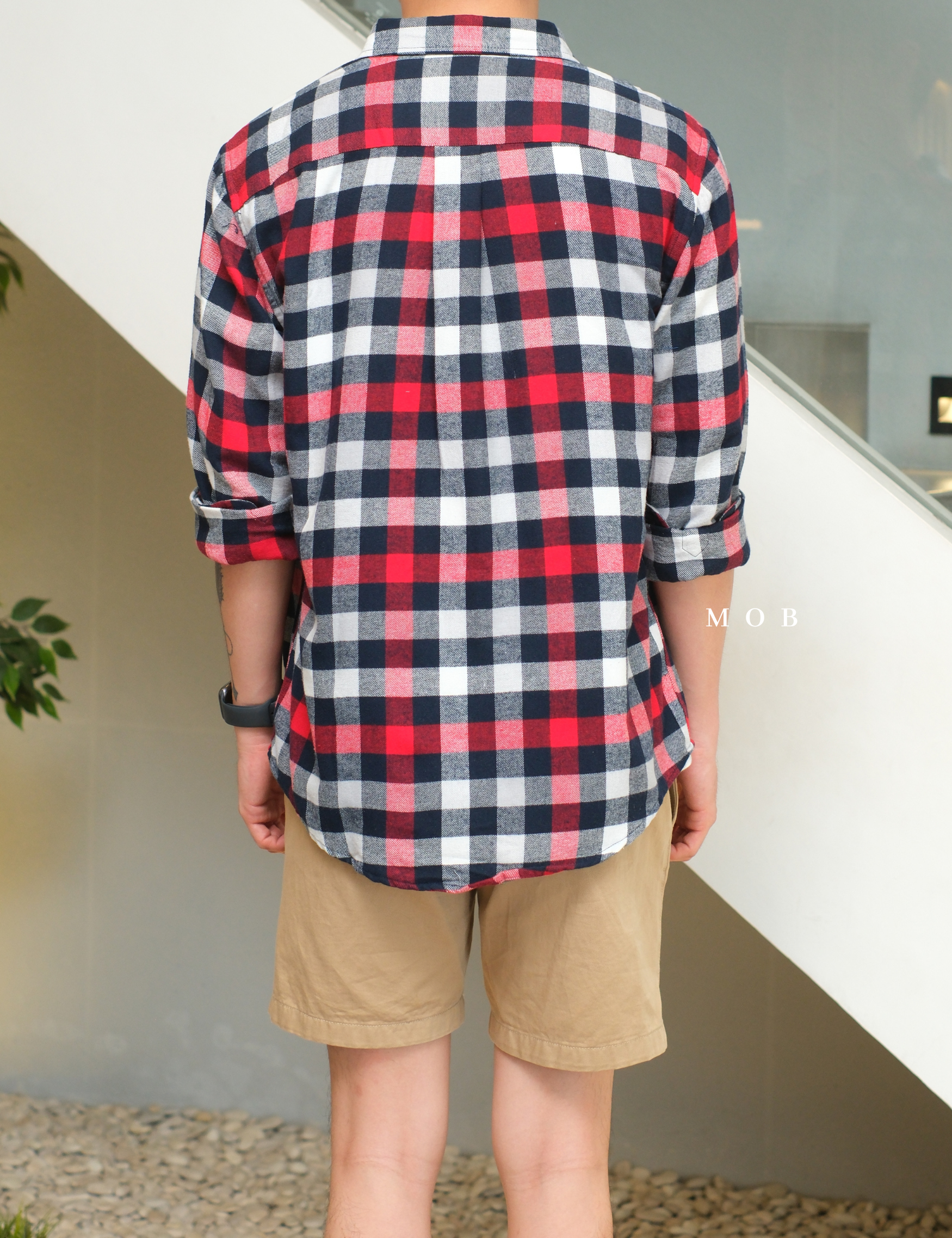 CNBLSS01003B Flannel LS Shirt Red Black White Plaid
