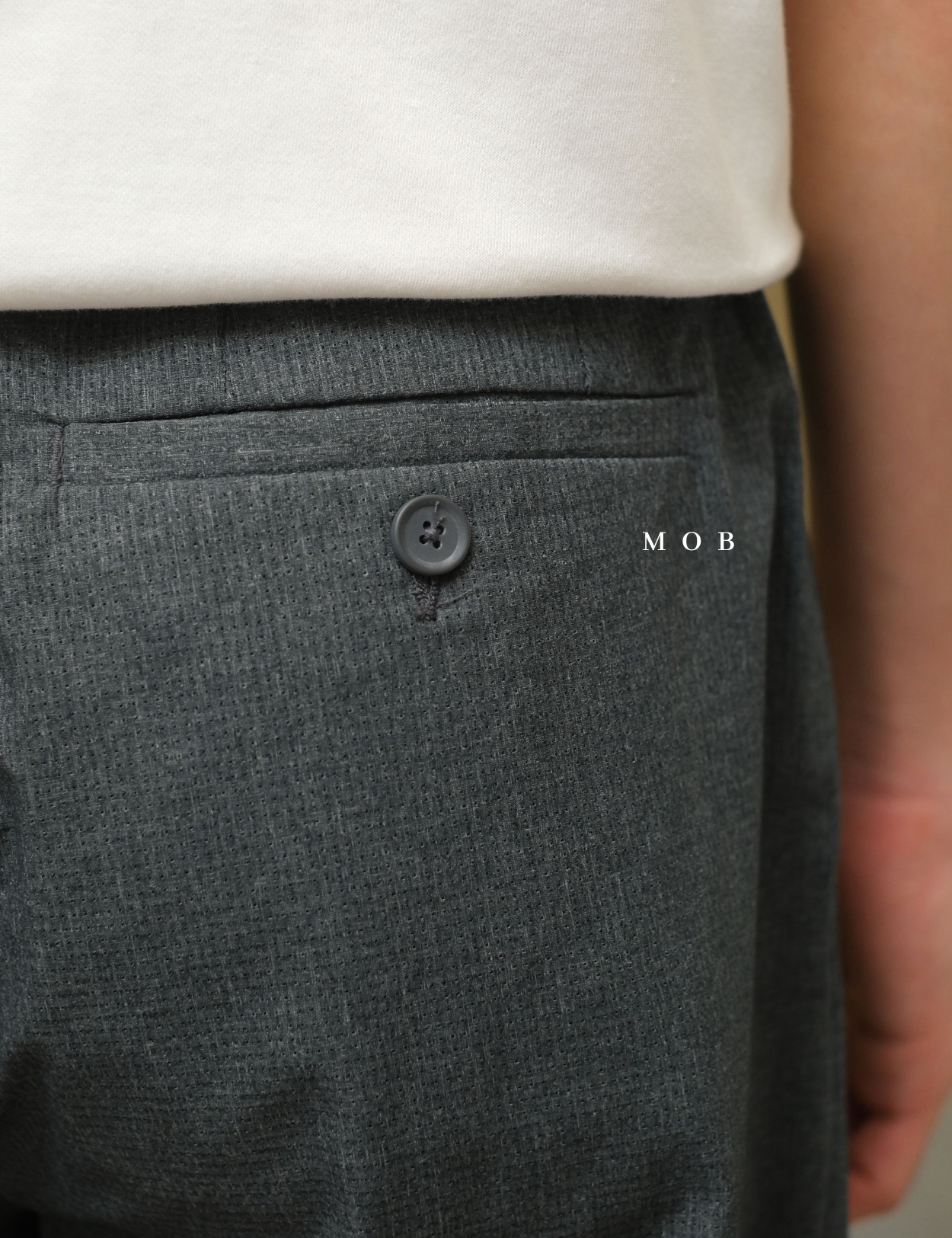 TOPPT02001 Ankle Pants Dark Grey Textured