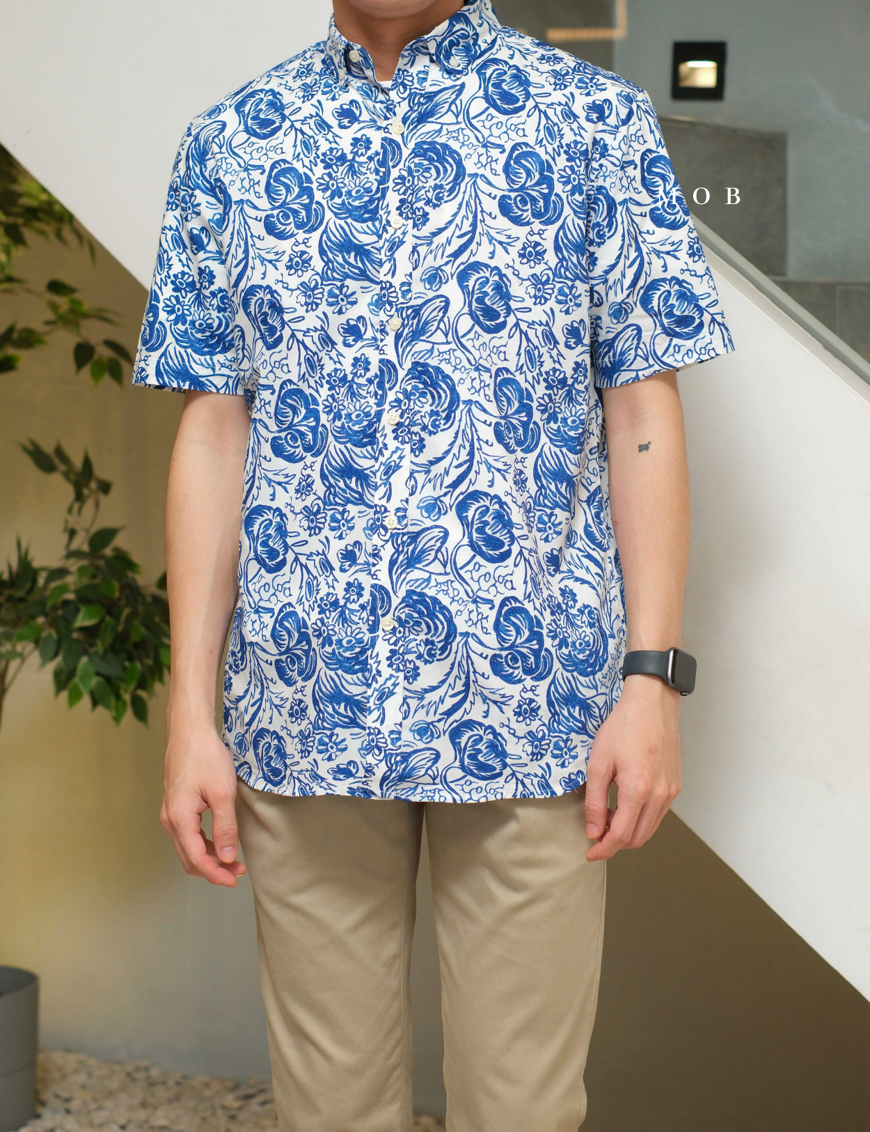 CLRSSS03012 Batik Pattern SS Shirt White