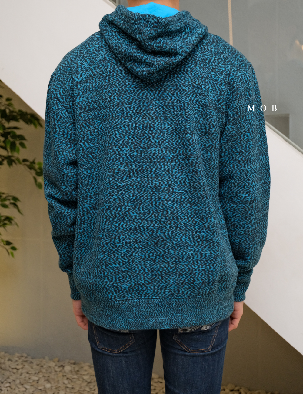 CHMPHOD1607A Glitch French Terry Embroidered C Logo Hoodie Coastal Blue