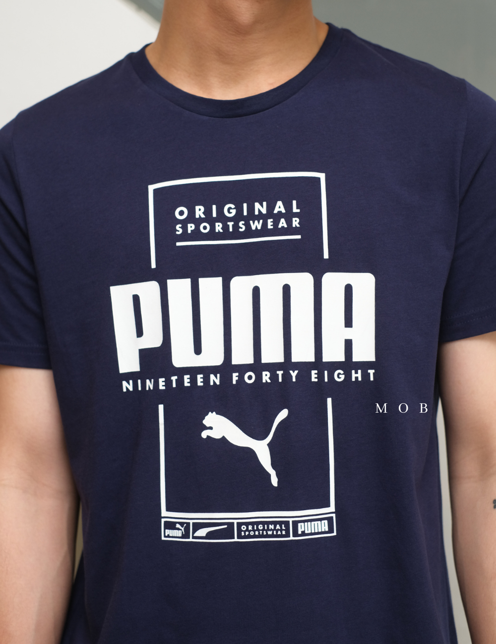 PMSST09007 Box Graphic Script Logo SS Tee Navy 
