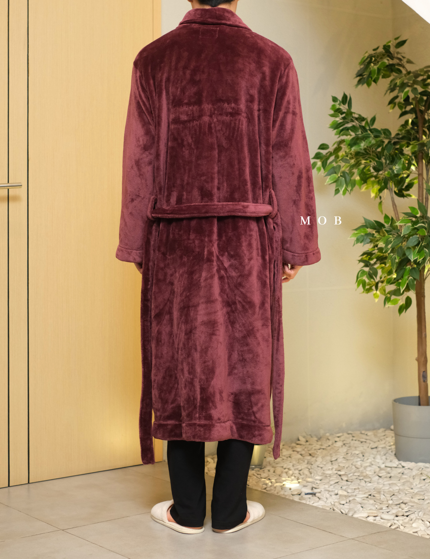 GFSLW01001 Fluffy Plush Robe Burgundy 