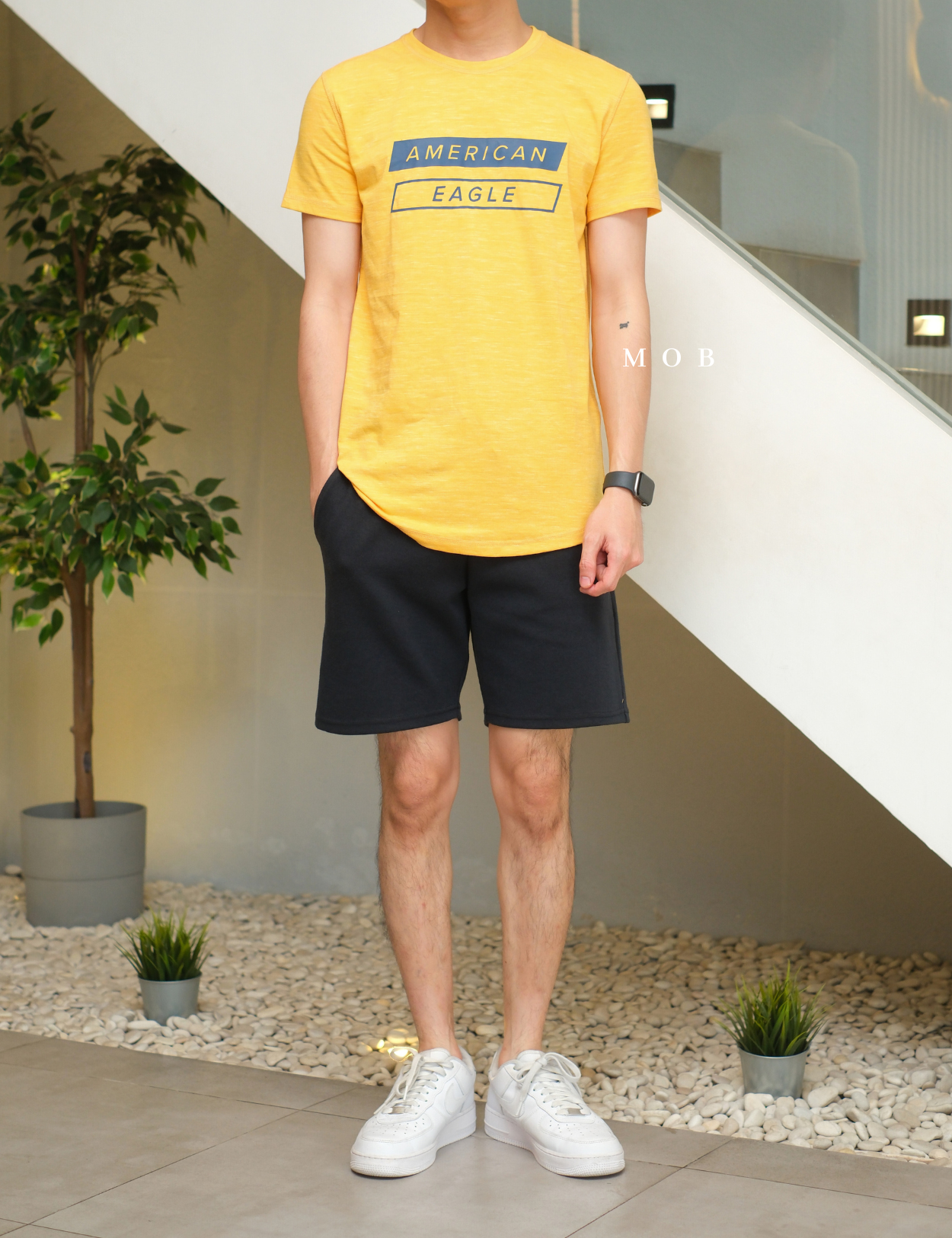 AESST06001B Active Flex Square Logo SS Tee Yellow (S ONLY)