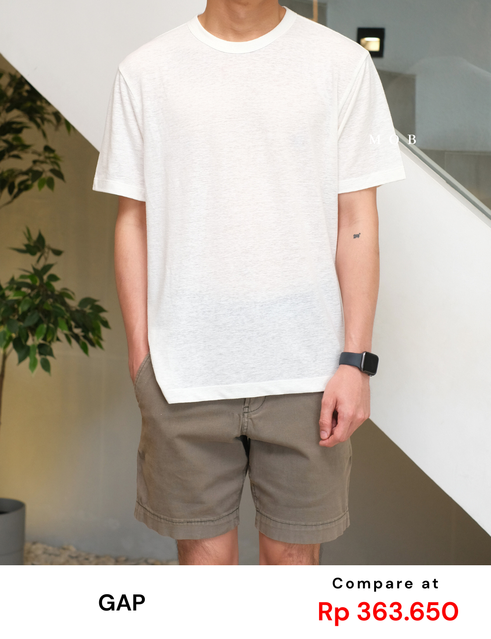 GPSST1903 Linen Blend SS Tee Broken White