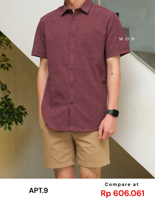 Image of APTSSS03003 Slim Performance SS Shirt Maroon Pattern