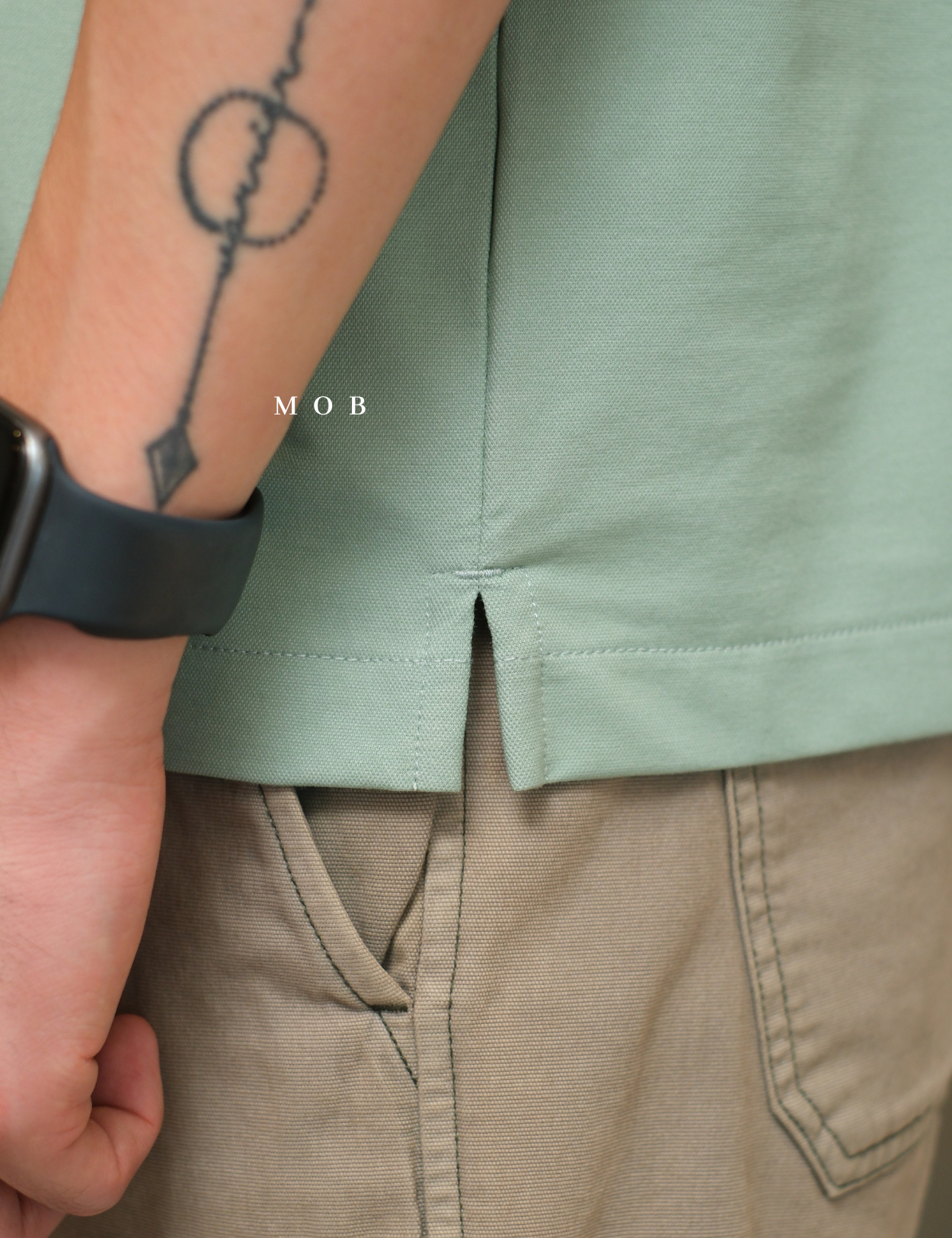 ARK01SSP015 Hybrid Button Down Collar Polo Shirt Palm Green