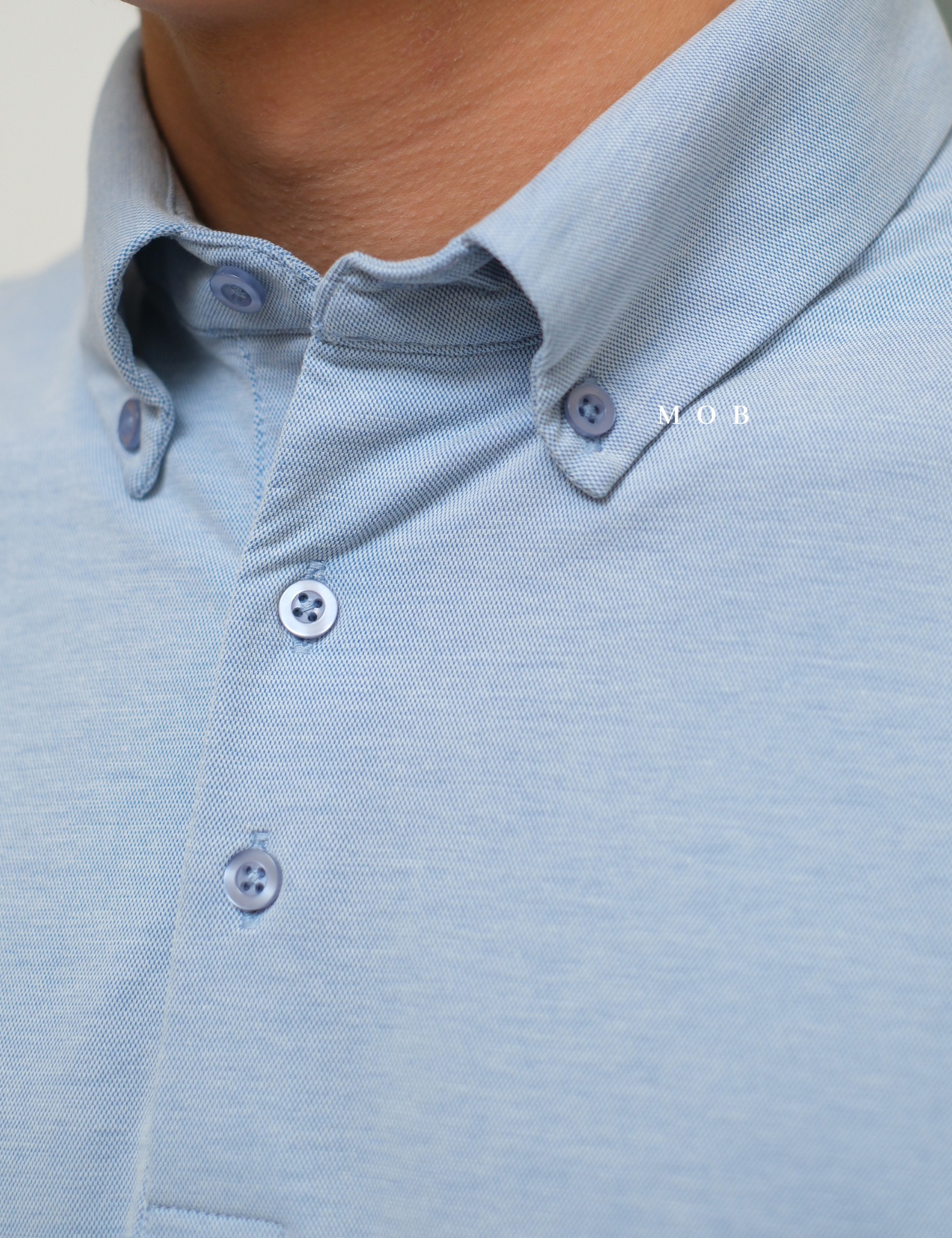 ARK01SSP018 Hybrid Button Down Collar Polo Shirt Glacier Blue