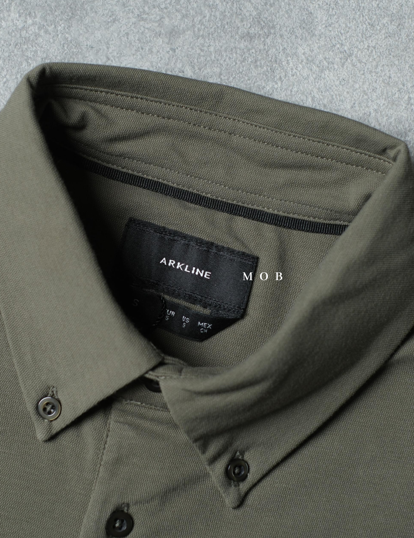 ARK01SSP014 Hybrid Button Down Collar Polo Shirt Olive Forest