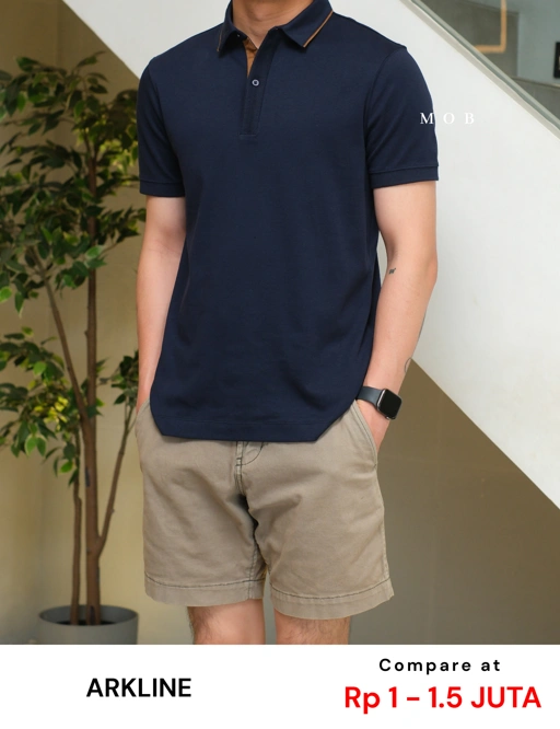 Image of ARK01SSP003 Gentle Polo Shirt Deep Navy