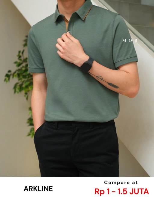 Image of ARK01SSP001 Gentle Polo Shirt Sage Green