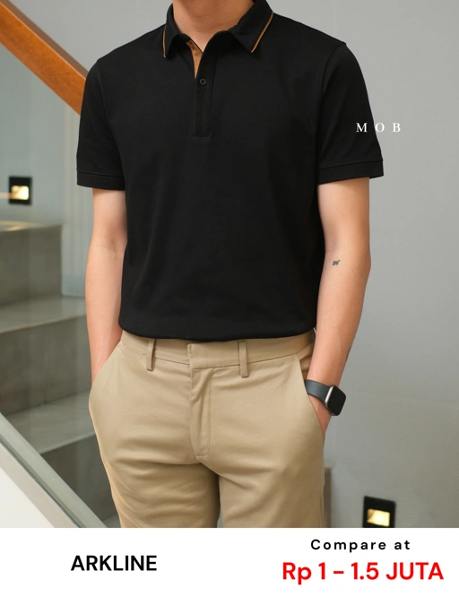Image of ARK01SSP002 Gentle Polo Shirt Obsidian Black