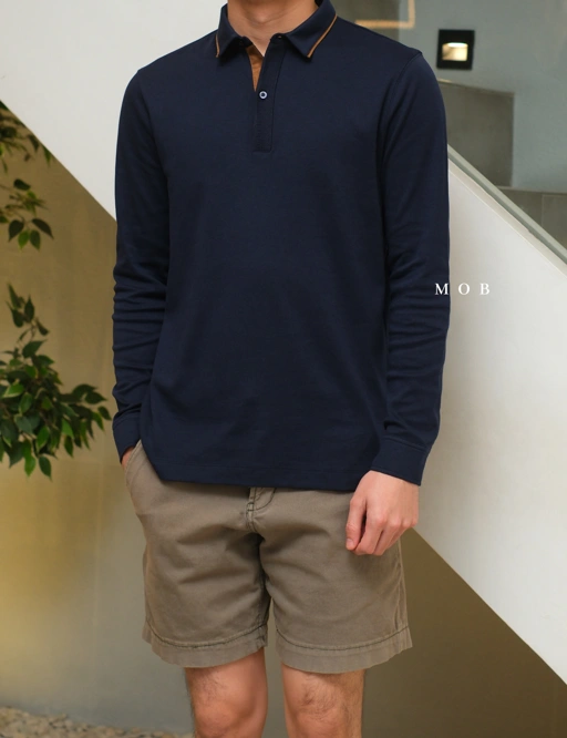 Image of ARKPLS01002 Gentle Polo LS Shirt Deep Navy
