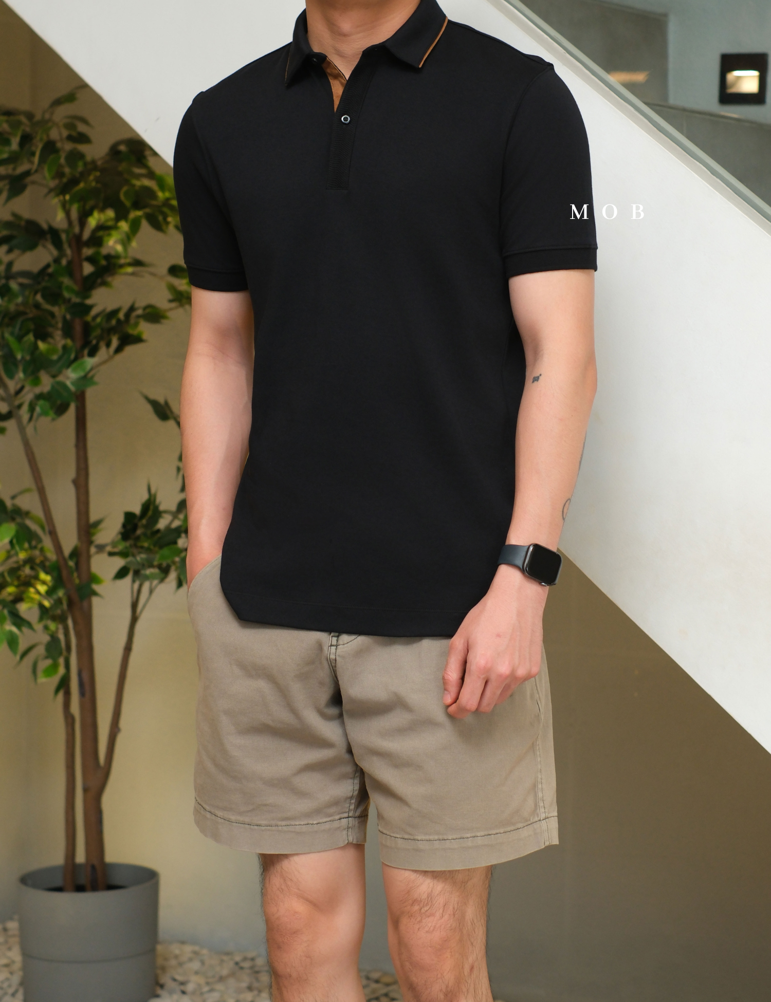 ARK01SSP002 Gentle Polo Shirt Obsidian Black