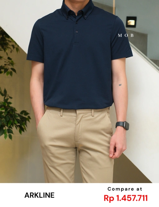 ARK01SSP012 Hybrid Button Down Collar Polo Shirt Midnight Navy