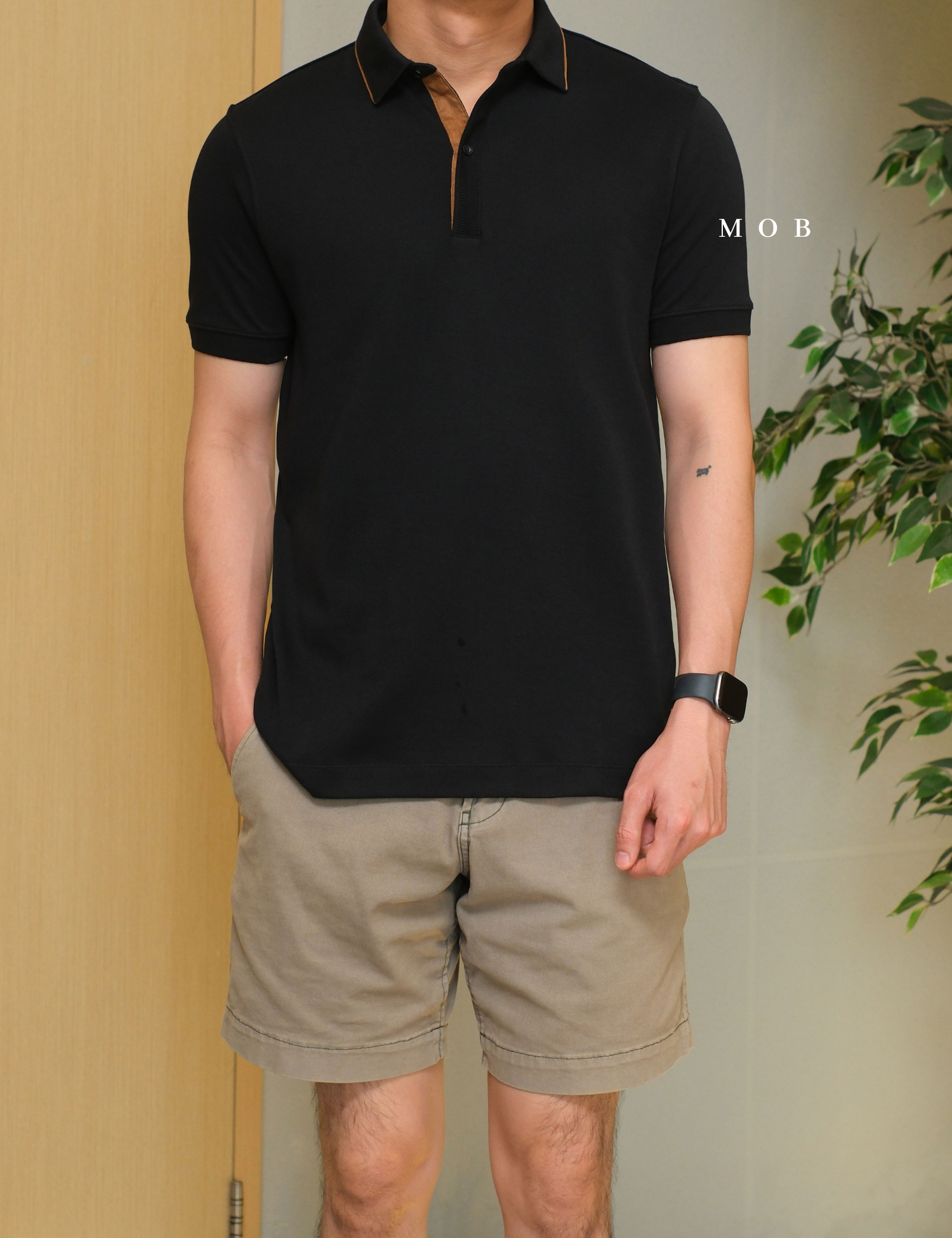 ARK01SSP002 Gentle Polo Shirt Obsidian Black