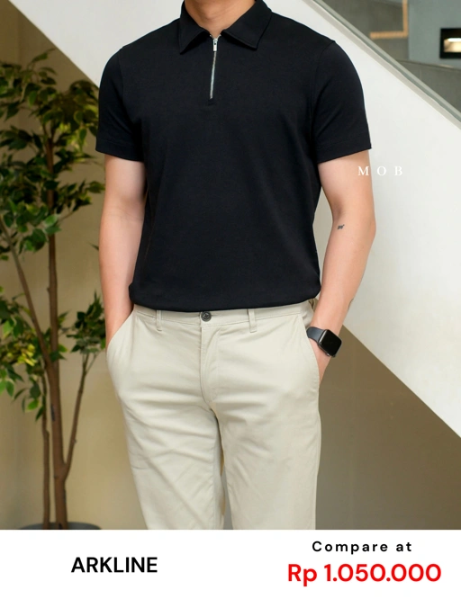 Image of ARK01SSP023 Cerniera Polo SS Shirt Rich Black