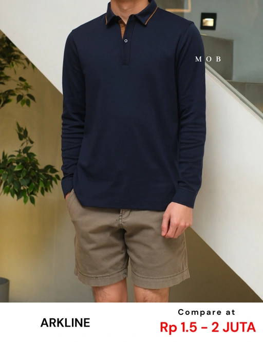 Image of ARK01LSP020 Gentle Polo LS Shirt Deep Navy