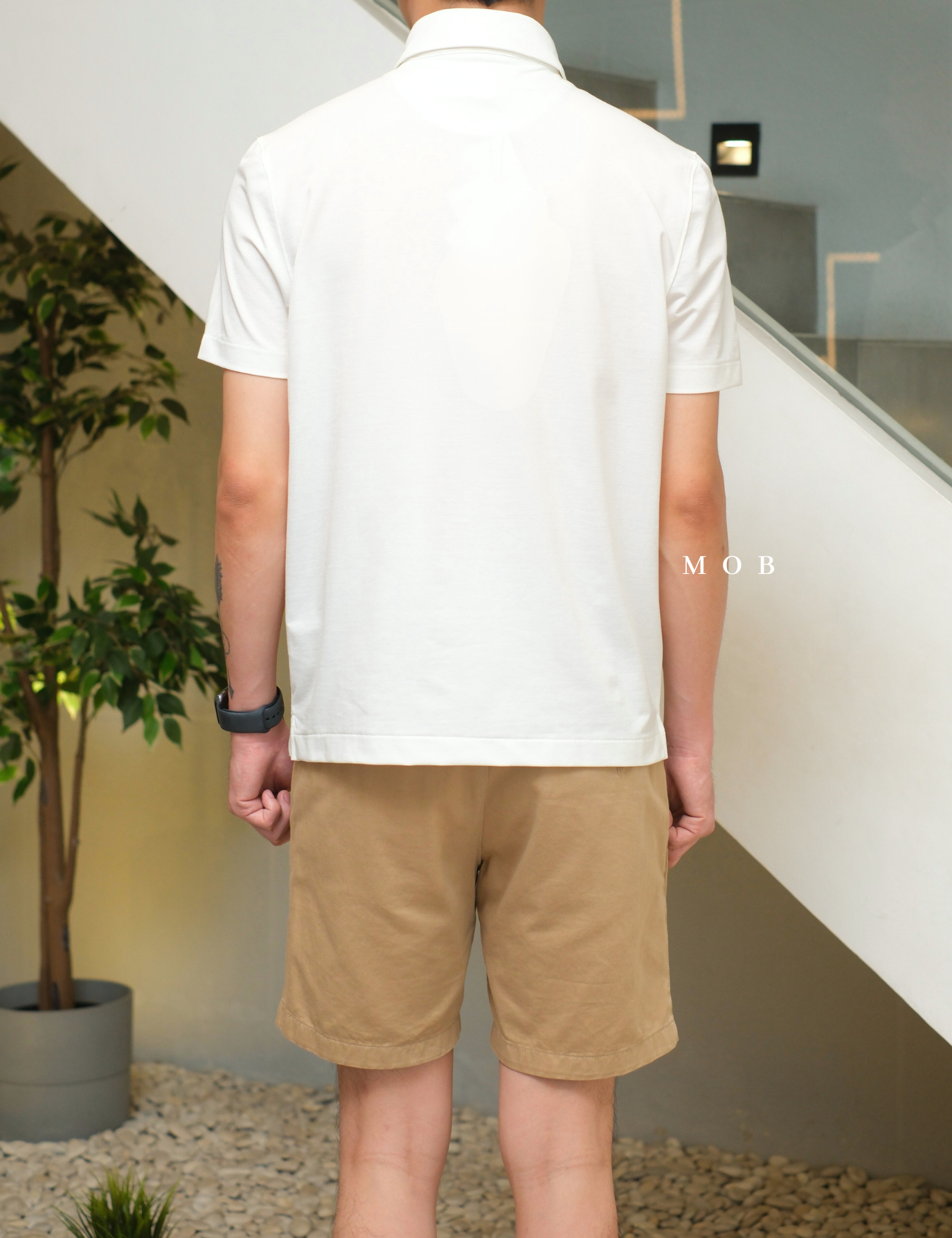ARK01SSP013 Hybrid Button Down Collar Polo Shirt White