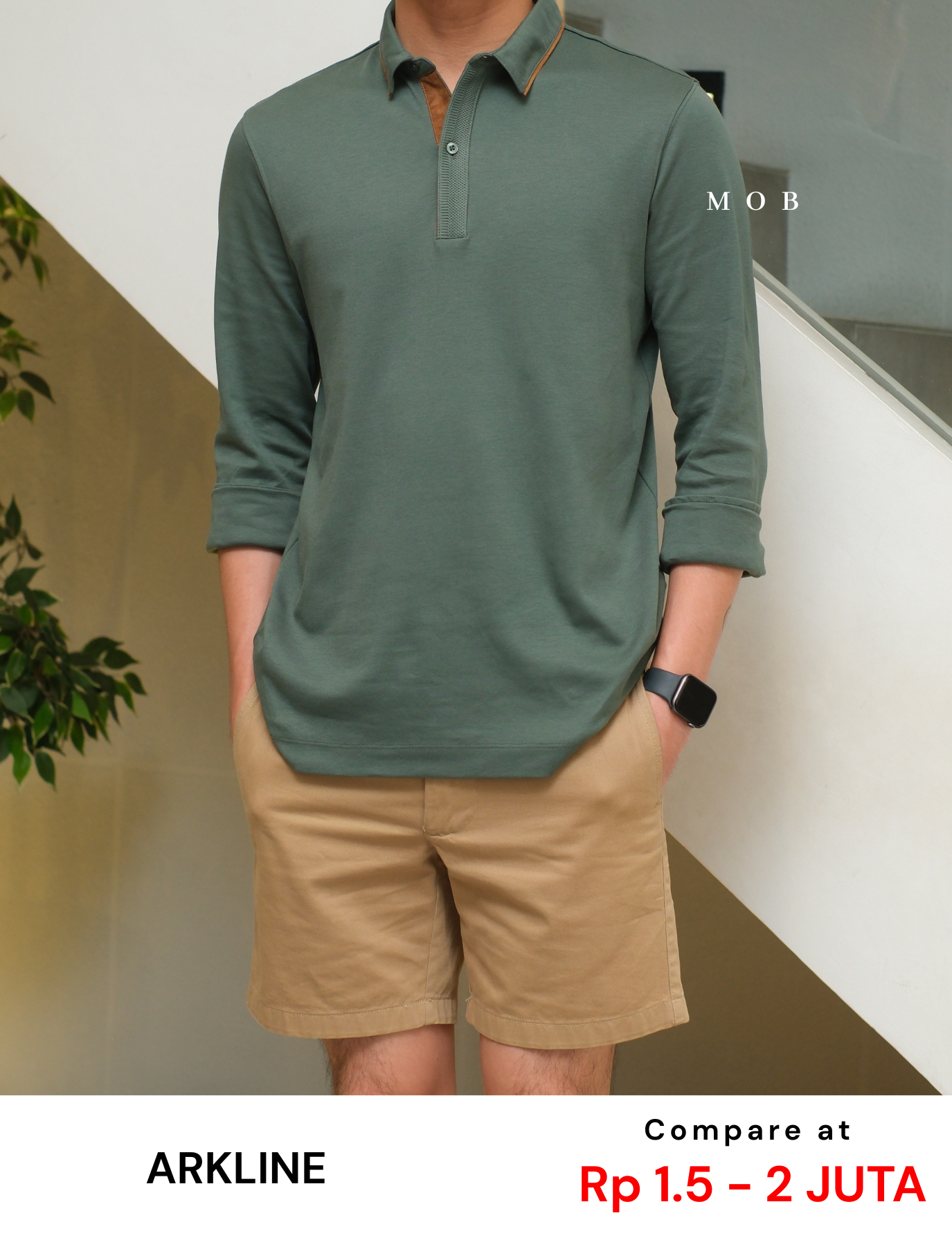 ARK01LSP021 Gentle Polo LS Shirt Sage Green
